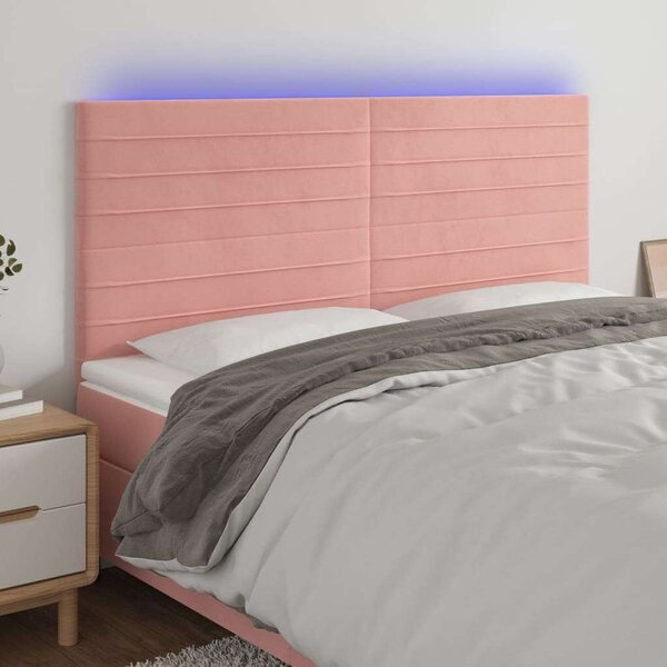 VidaXL LED-es Bársony Fejtámla - Rózsaszín - 180x5x118/128cm