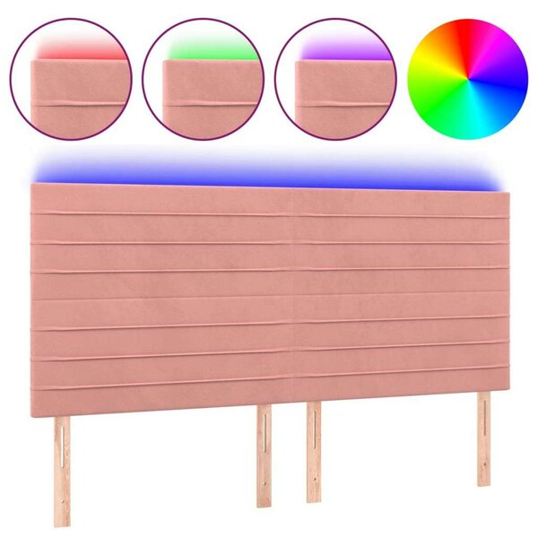 VidaXL LED-es Bársony Fejtámla - Rózsaszín - 180x5x118/128cm