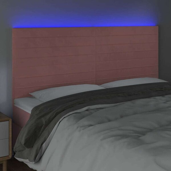 VidaXL LED-es Bársony Fejtámla - Rózsaszín - 180x5x118/128cm