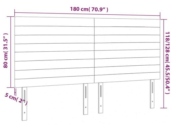 VidaXL LED-es Bársony Fejtámla - Rózsaszín - 180x5x118/128cm