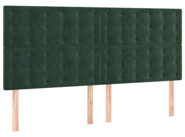 VidaXL sötétzöld bársony LED-es fejtámla 160x5x118/128 cm