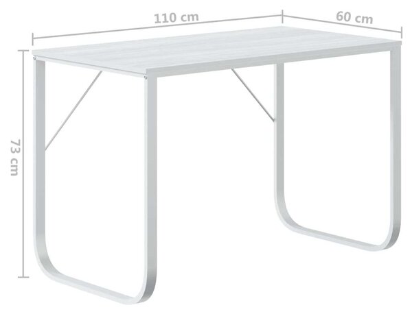 VidaXL fehér forgácslap számítógépasztal 110 x 60 x 73 cm