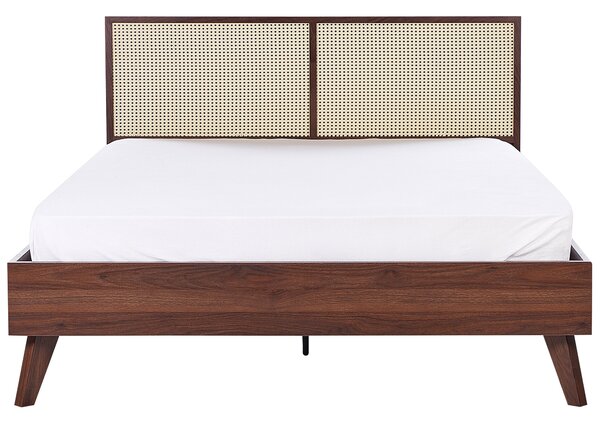 Ágy Rattan MONPAZIER 160 x 200 cm Sötétbarna