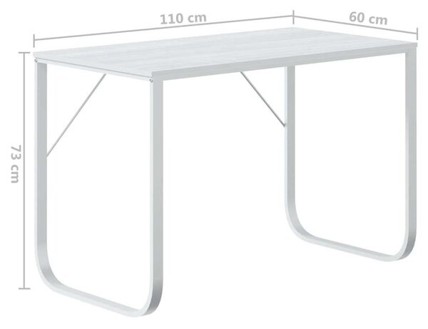 VidaXL fehér forgácslap számítógépasztal 110 x 60 x 73 cm
