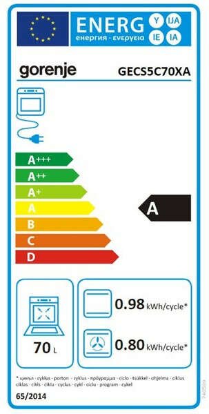 Gorenje GECS5C70XA Elektromos tűzhely, 70L, 4 főzőzóna, AquaClean hidrolitikus öntisztítás, A energiaosztály, Inox (740509)
