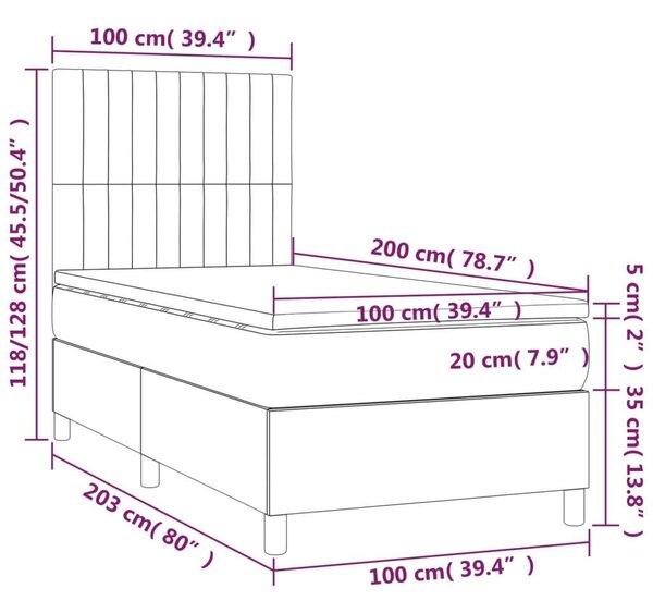LED-es Bársony Ágy - 100x200 cm