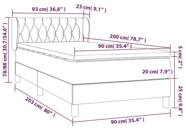 Modern Ágy - Sötétbarna Szövet - 90x200 cm