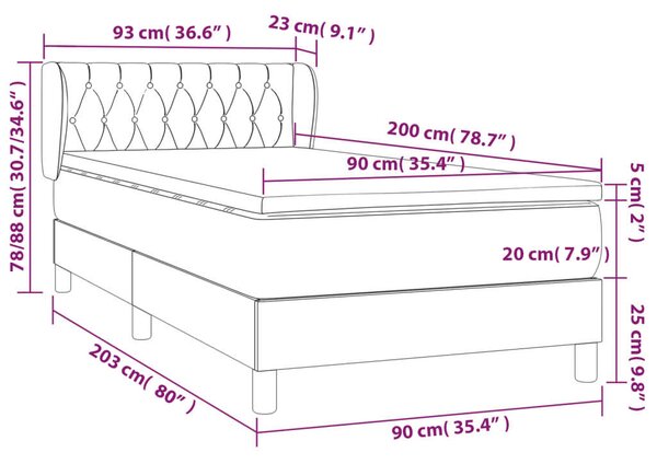 Modern Szövet Ágy - 90x200 cm