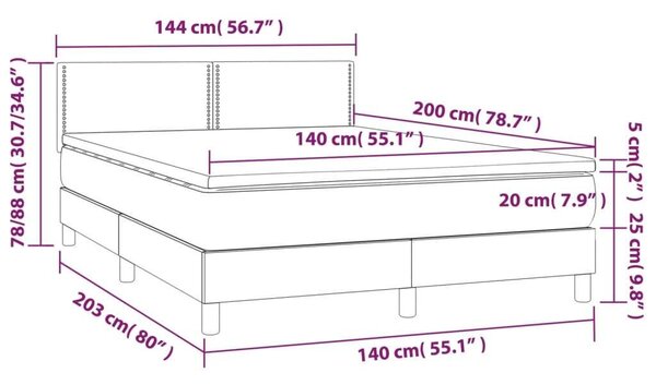 Ágy - Szövet - Rugós - 140x200 cm