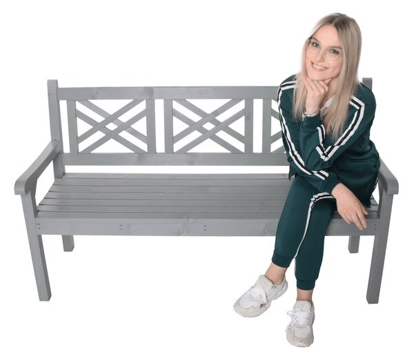 KONDELA Fából készült kerti pad, szürke, 150 cm, FABLA