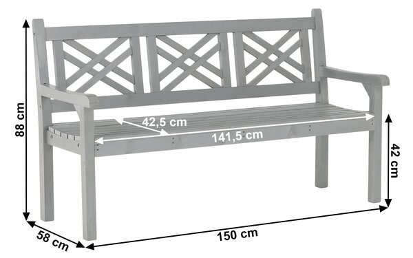 KONDELA Fából készült kerti pad, szürke, 150 cm, FABLA