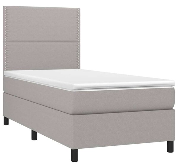 LED-es Rugós Ágy - 100x200 cm - Világosszürke
