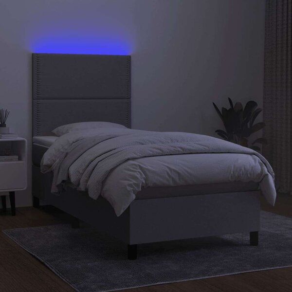 LED-es Rugós Ágy - 100x200 cm - Világosszürke