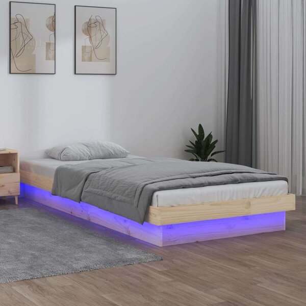 Tömör fa ágykeret led-ekkel 75 x 190 cm (2ft6 small single)