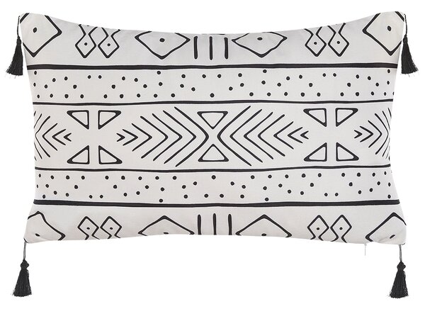 2 db díszpárna SCHEFFLERA Bársony 30 x 50 cm Fehér Geometrikus mintás