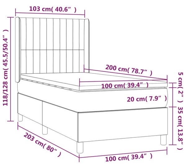 VIDAXL - Bársony Ágy LED-del - 100x200 cm