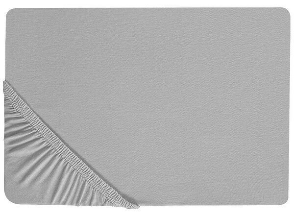 Világosszürke pamut gumis lepedő 200 x 200 cm HOFUF