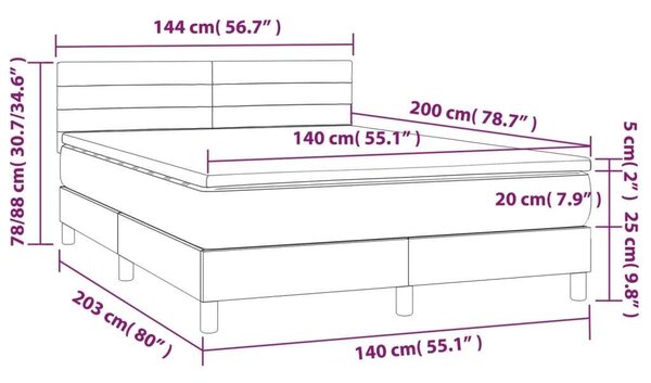 Bársony Ágy Matraccal - 140x200 cm