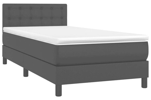 VidaXL - Fekete Műbőr Ágy - Rugós Matraccal és LED-del - 100x200 cm