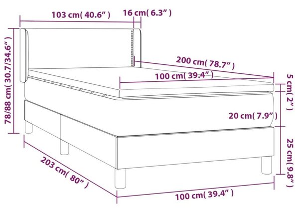 Fekete szövet rugós ágy matraccal 100 x 200 cm