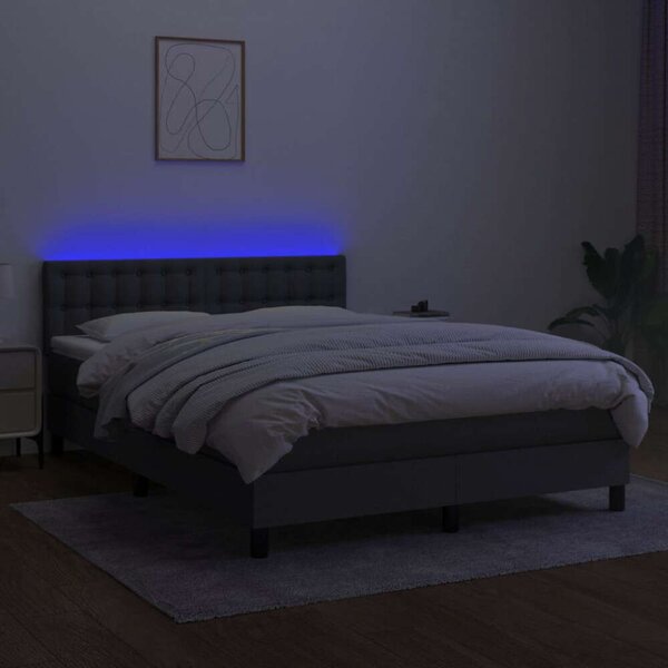 Ágy LED-del - Szövet - 140x200 cm - Sötétszürke