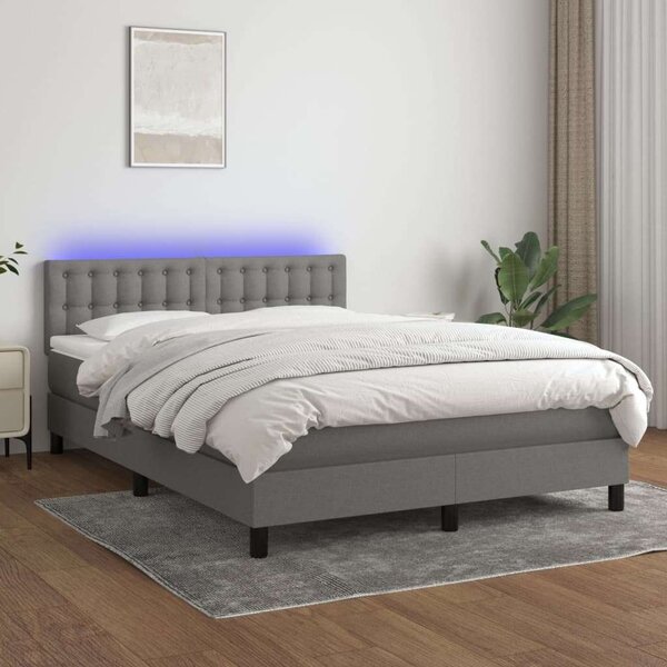 Ágy LED-del - Szövet - 140x200 cm - Sötétszürke