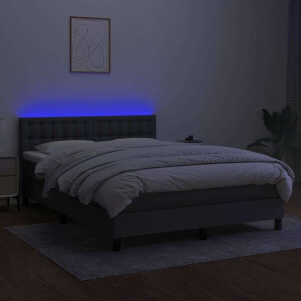 Ágy LED-del - Szövet - 140x200 cm - Sötétszürke