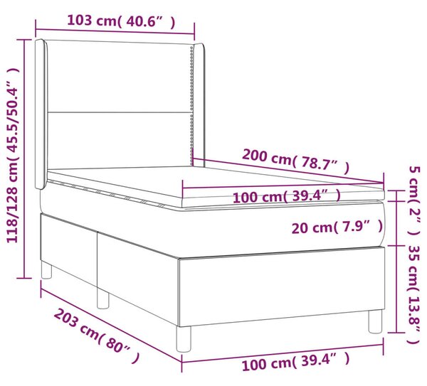 VIDAXL - Ágy - Szövet - 100x200 cm