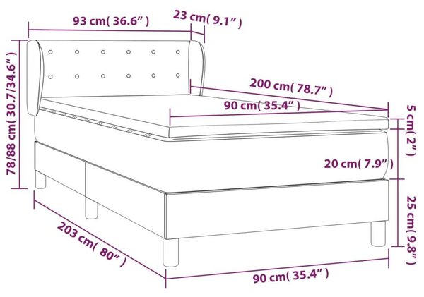 VIDAXL - Ágy - Szövet - Kék - 90x200 cm