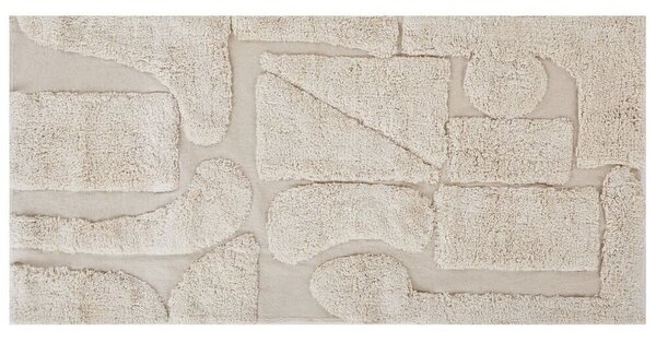 Bézs Pamut Szőnyeg Absztrakt Mintával 80 x 150 cm DIYADIN