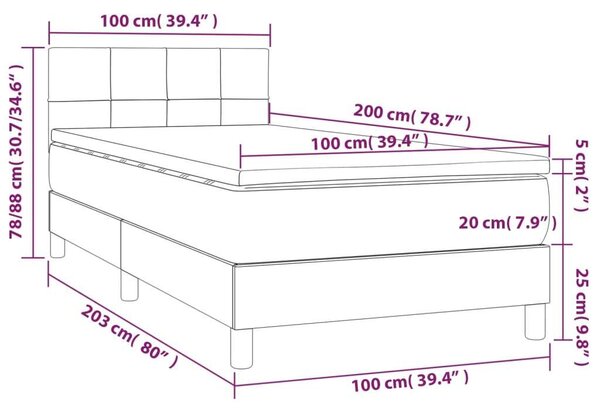 VIDAXL - Ágy - Szövet - 100x200 cm
