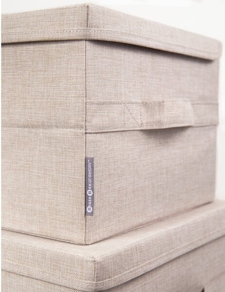 Bézs fedeles textil tárolódoboz 40x30x22 cm Soft Storage – Bigso