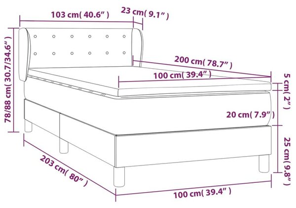 Cappuccino színű műbőr rugós ágy matraccal 100 x 200 cm