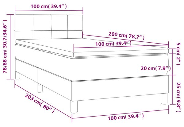 VIDAXL - Ágy - Rugós - 100x200 cm