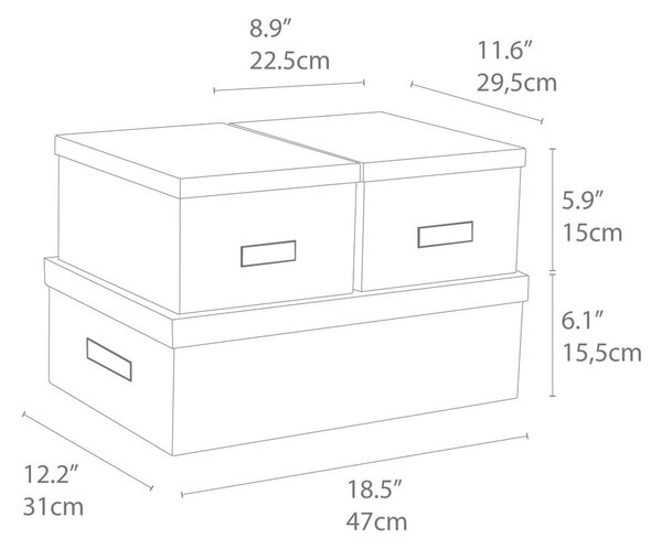 Inge 3 db-os fehér tárolódoboz szett - Bigso Box of Sweden