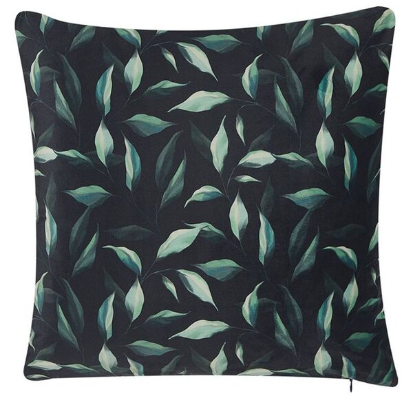 2 db díszpárna TOADFLAX Bársony 45 x 45 cm Zöld Fekete Növénymintás