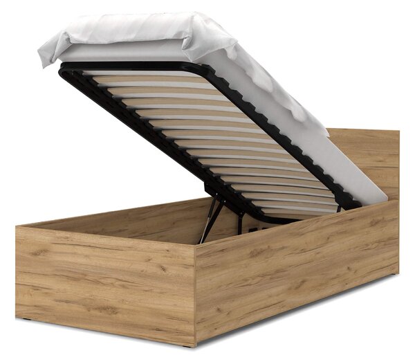 DOLLY egyszemélyes ágy ágyneműtartóval - craft tölgy Méret: 200x120
