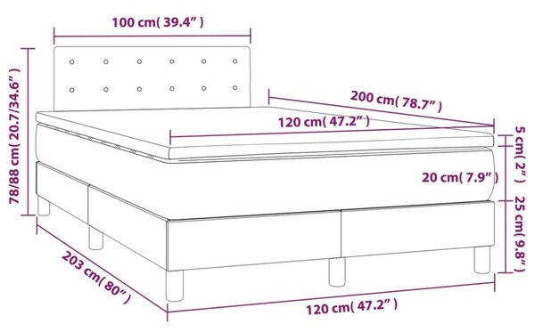 VidaXL Krémszínű Ágy Matraccal - 120x200 cm