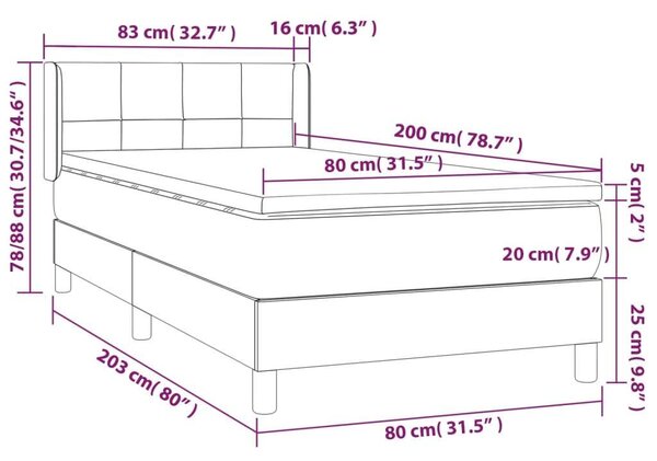 Bársony Ágy Matraccal - 80x200 cm