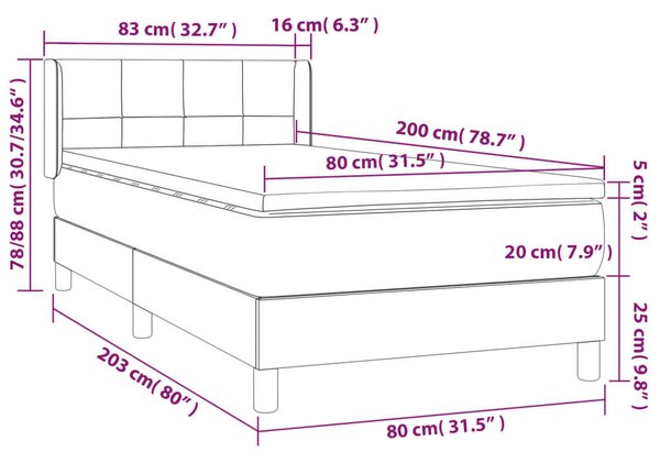 Bársony Ágy Matraccal - 80x200 cm