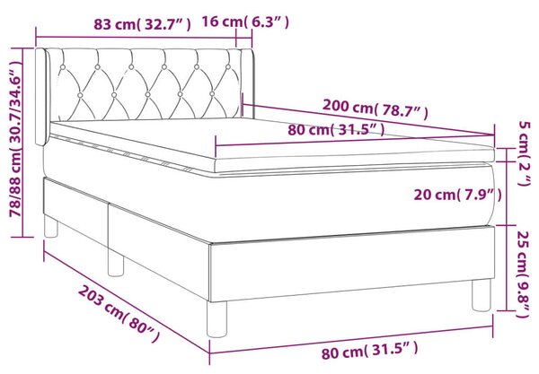 Krémszínű szövet rugós ágy matraccal 80 x 200 cm