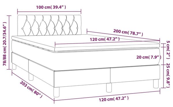 VidaXL Krémszínű Ágy Matraccal - 120x200 cm