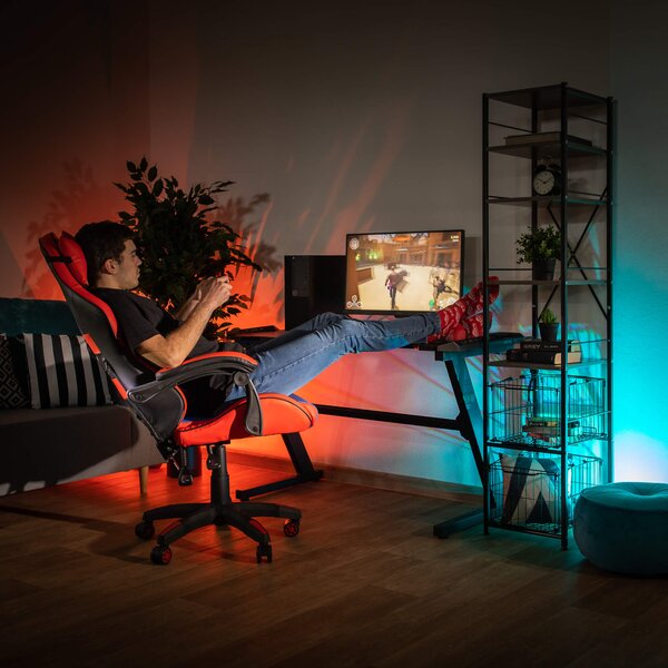 KONDELA Irodai/gamer szék, kék/piros, SPIDEX NEW