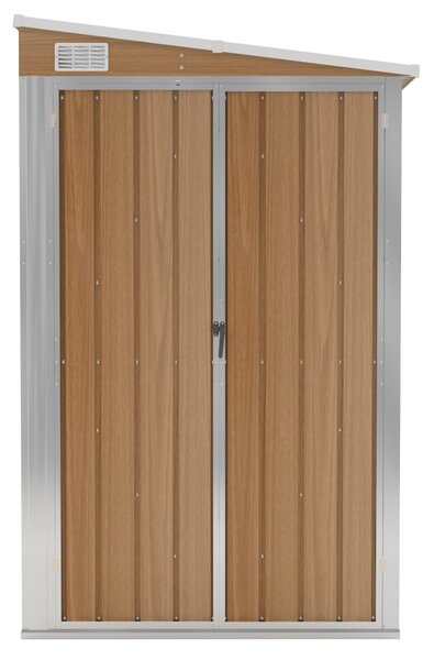 VidaXL barna acél falhoz erősíthető kerti fészer 118 x 288 x 178 cm