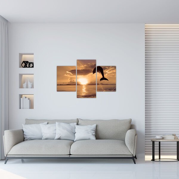 Kép - Delfin naplementében (90x60 cm)