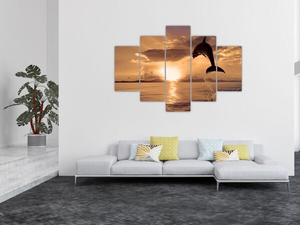 Kép - Delfin naplementében (150x105 cm)