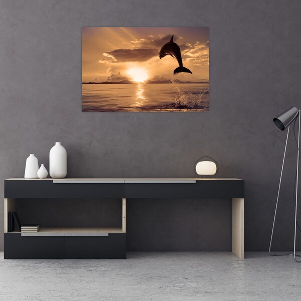 Kép - Delfin naplementében (90x60 cm)