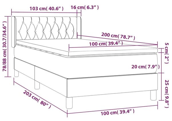 Bársony Ágy Matraccal - 100x200 cm
