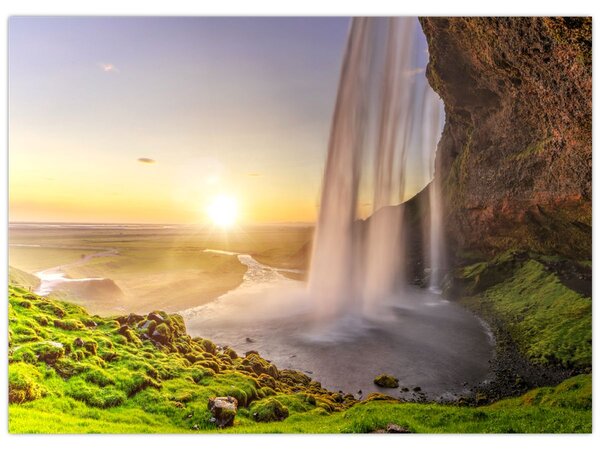 Kép - Seljalandsfoss a barlang mögül (70x50 cm)