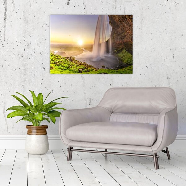 Kép - Seljalandsfoss a barlang mögül (70x50 cm)